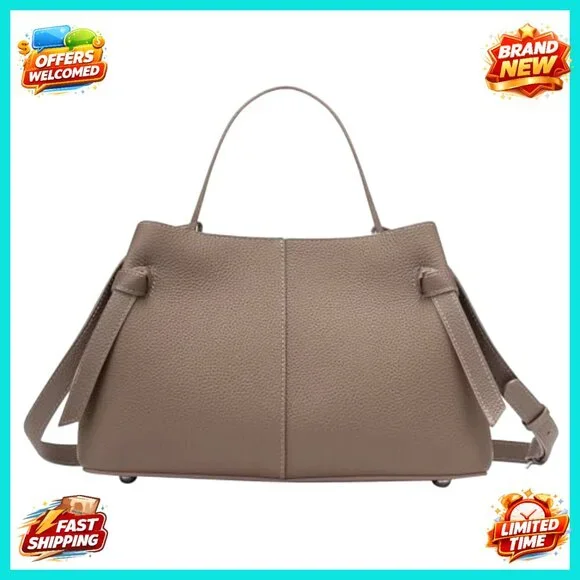 Genuine Leather Tote Bag with Adjustable Strap, Spacious Work Purse - Picture 4 of 7